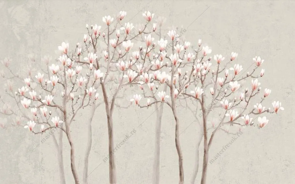 Фотообои в интерьере цветущая вишня  15-943 фото