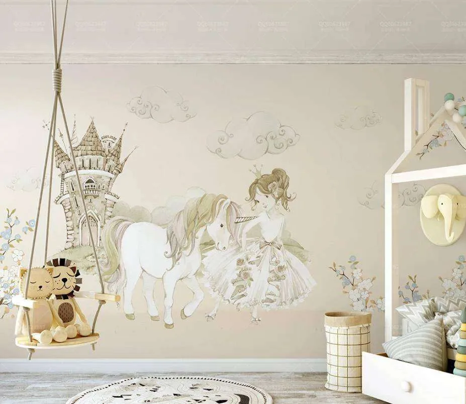 Фотообои Бесшовные обои на стену:  Принцесса и единорог. Артикул: 15-125  