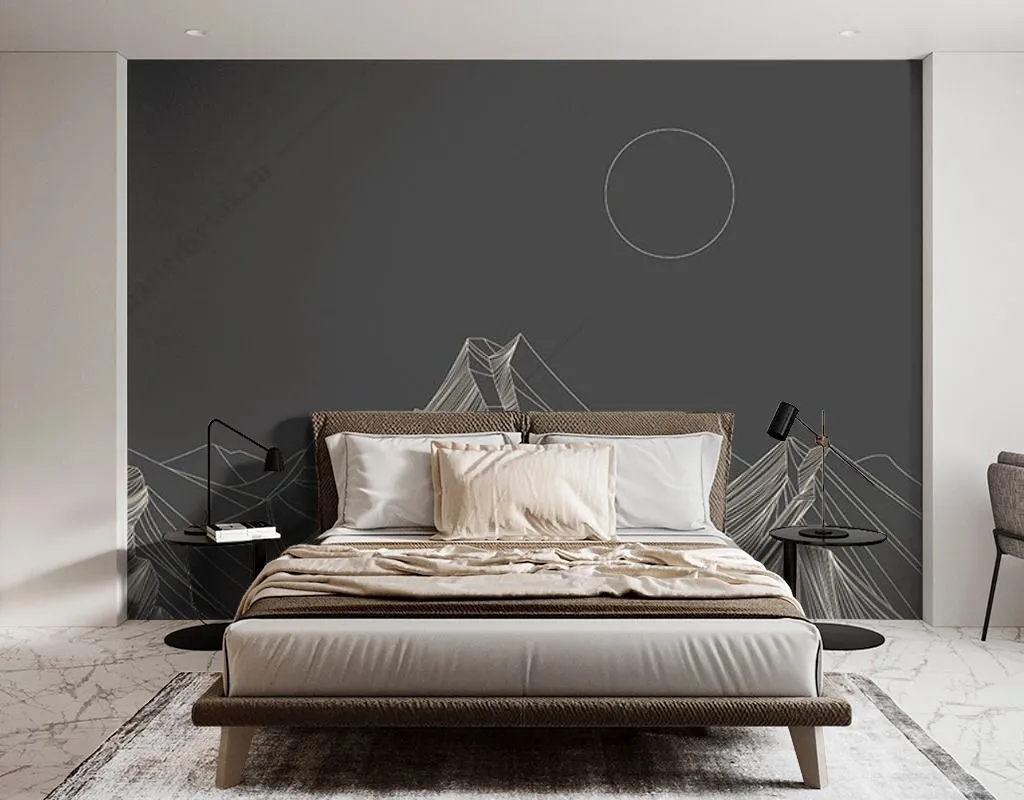 Фотообои в интерьере горы на черном фоне  9-1610 фото