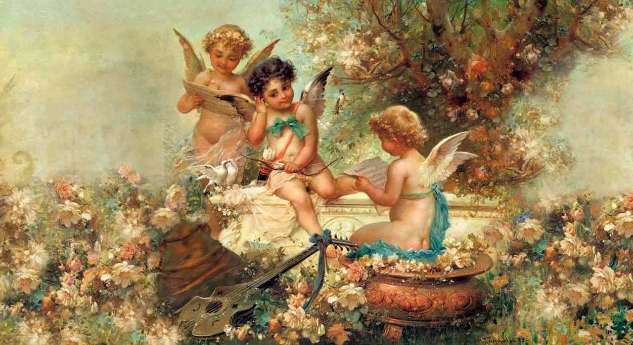 Фотообои в интерьере три ангела . ханс зацка.  1-023 фото