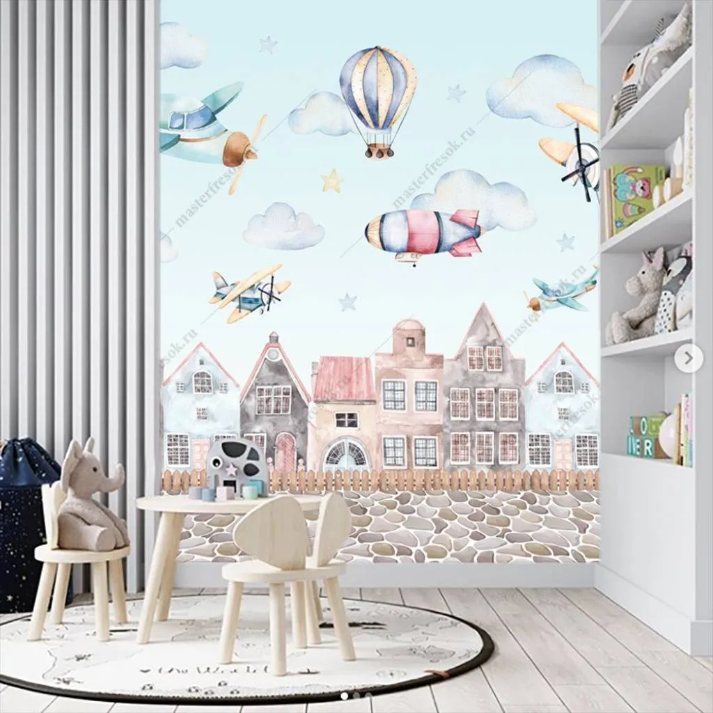 Фотообои Самолеты над городом  12-943