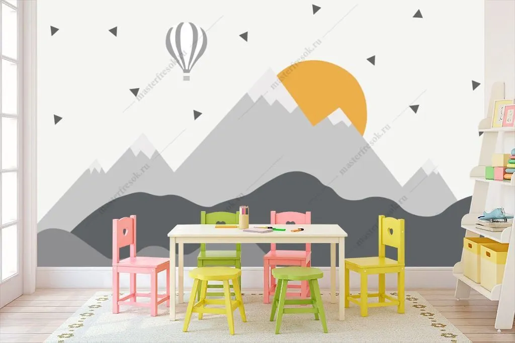 Фотообои Восход солнца в серых горах  12-1321