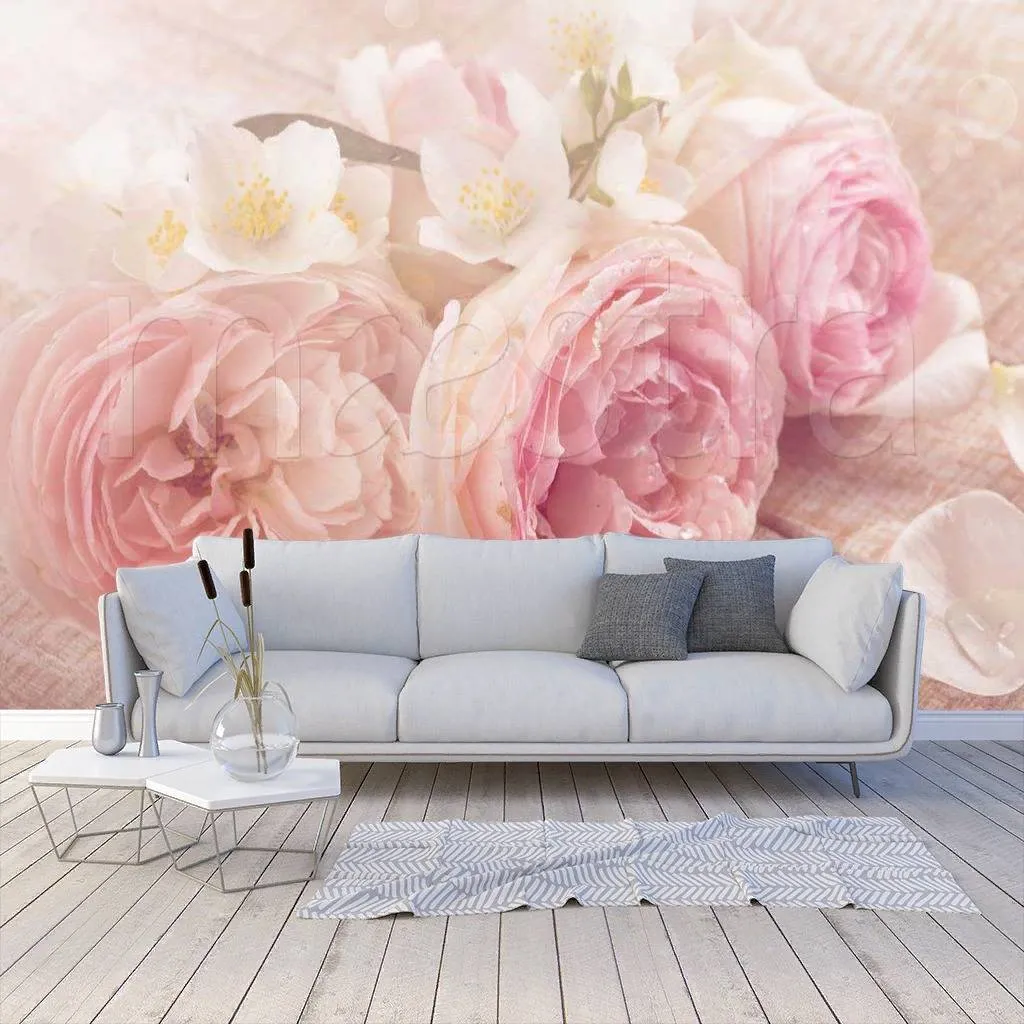 Фотообои в интерьере три пиона  9-097 фото