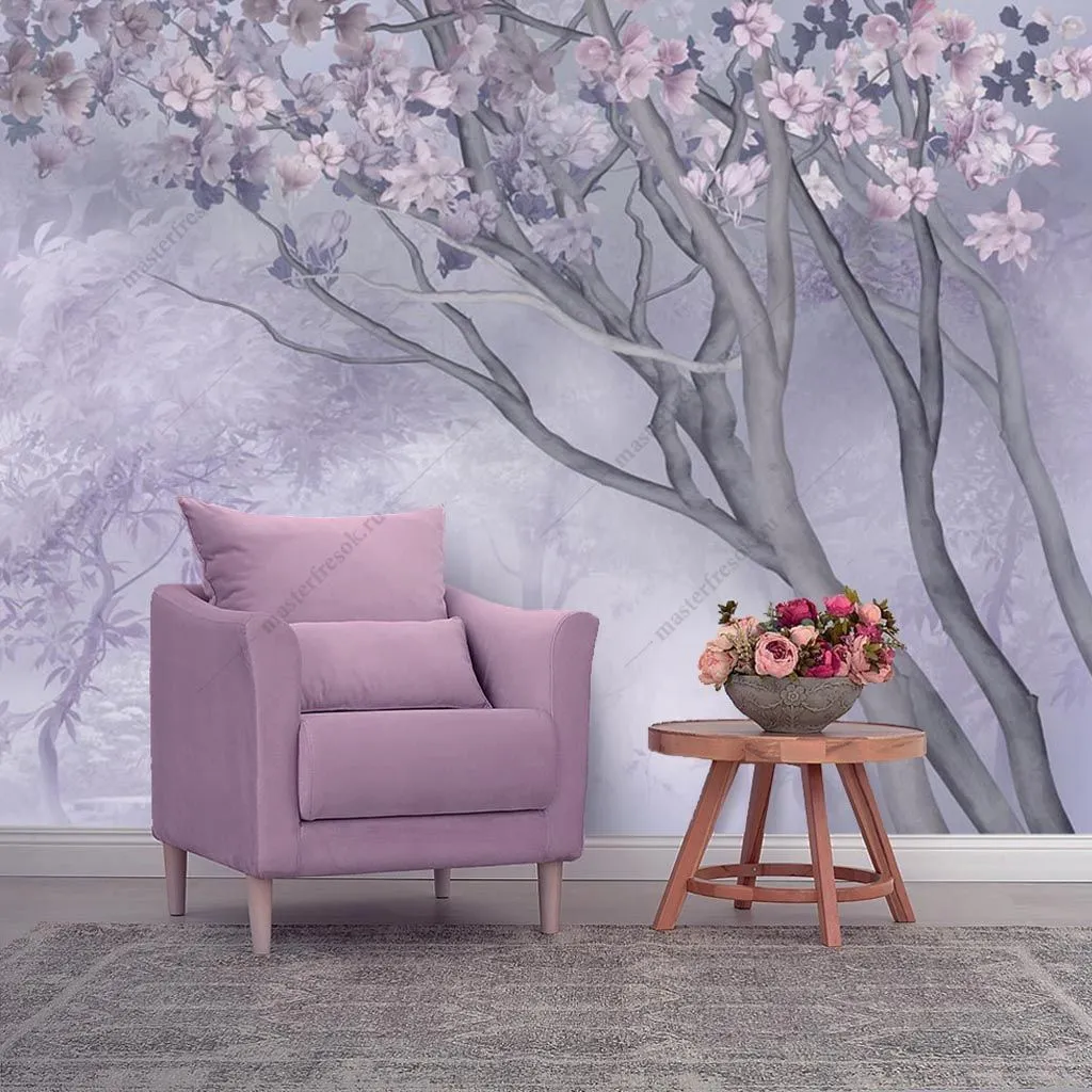 Фотообои Дерево в сиреневом тумане  13-447