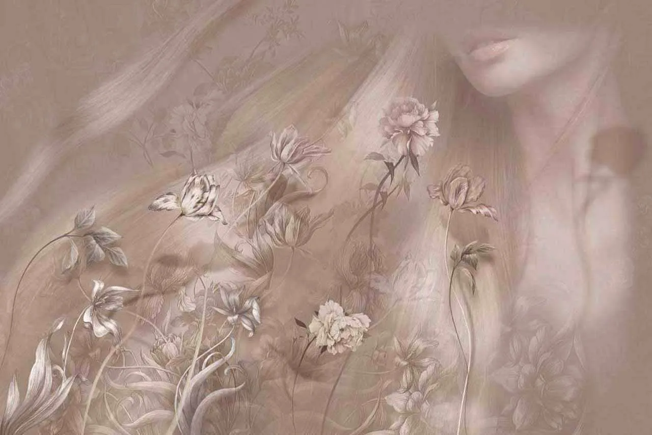 Фотообои в интерьере 3д цветы нежные  7-706 фото