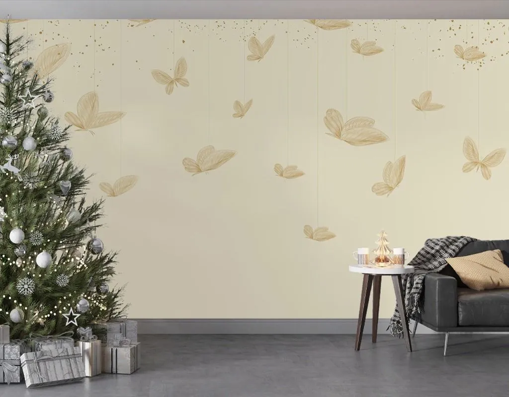 Фотообои в интерьере бабочки золотые  9-2111 фото