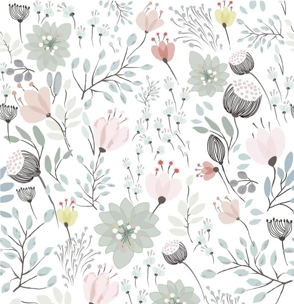 Фотообои в интерьере светлый цветочный принт  14-555 фото