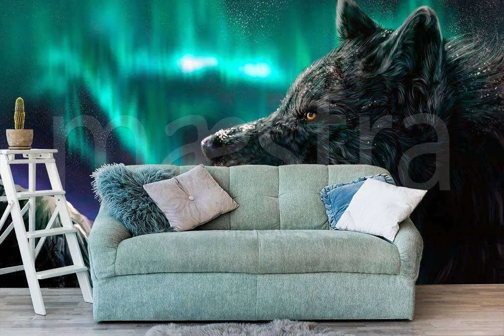 Фотообои Волк фэнтези на синем фоне  4-172