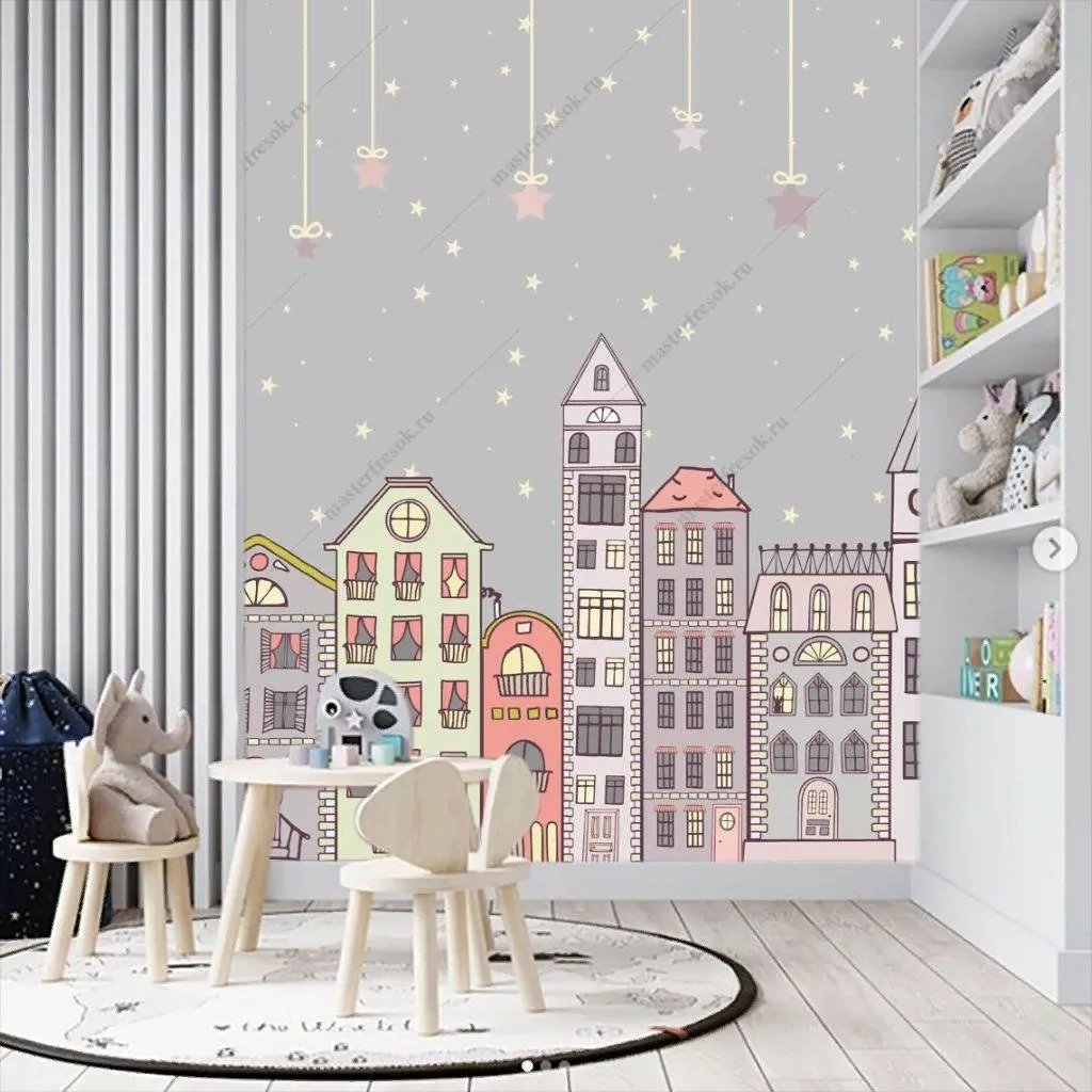 Фотообои Звездное небо над городком  14-156