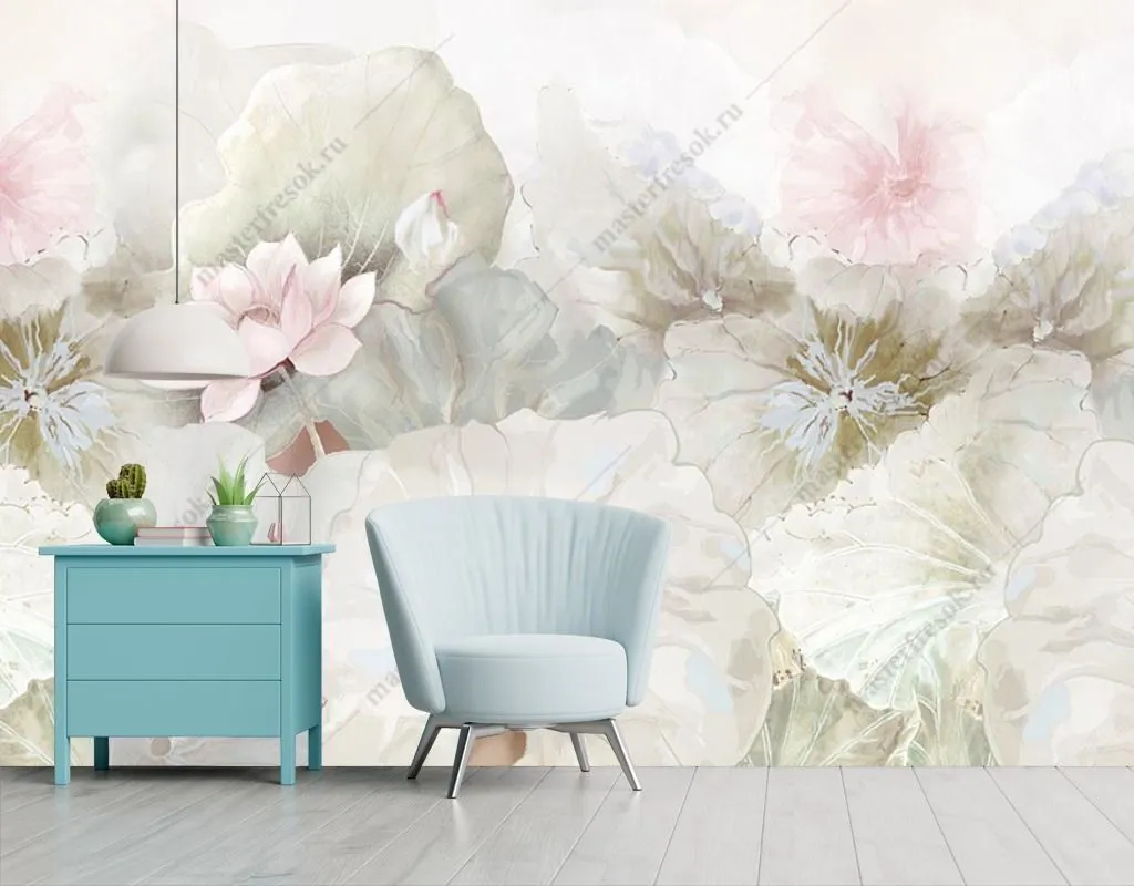 Фотообои в интерьере цветки лотоса  14-477 фото