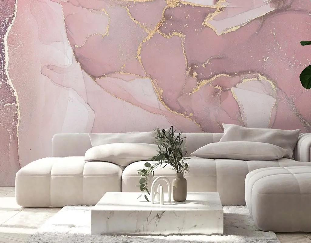 Фотообои в интерьере флюид арт пудровый  9-2030 фото
