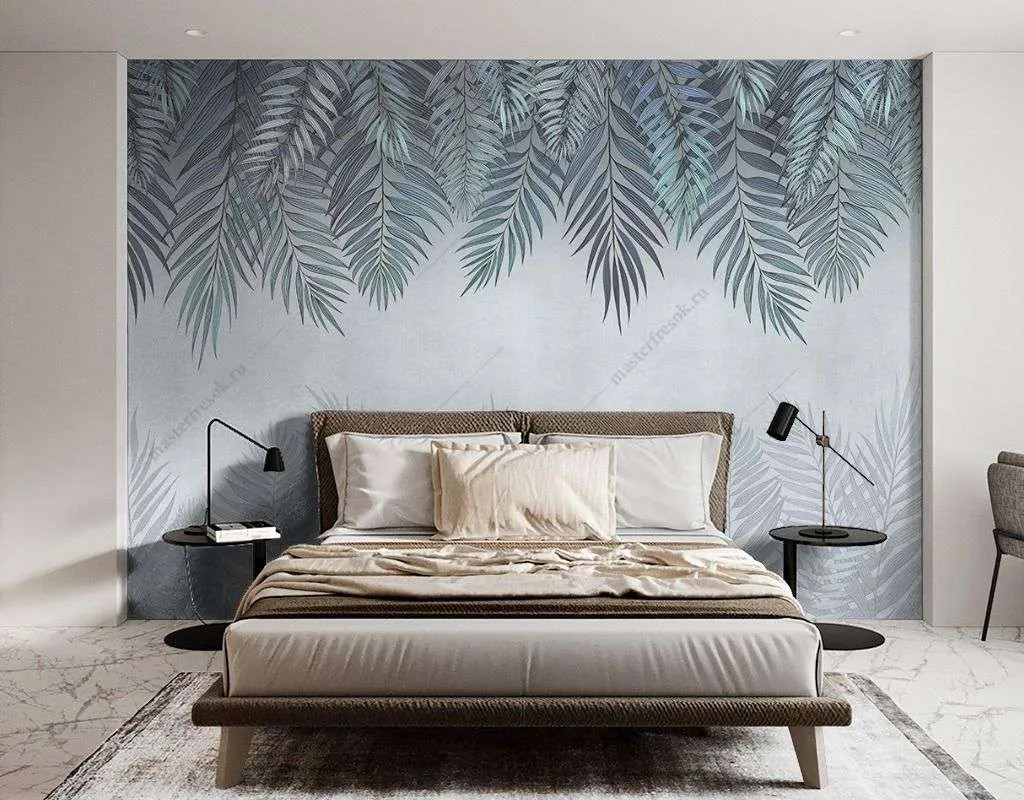 Фотообои в интерьере пепельные перья  9-1642 фото