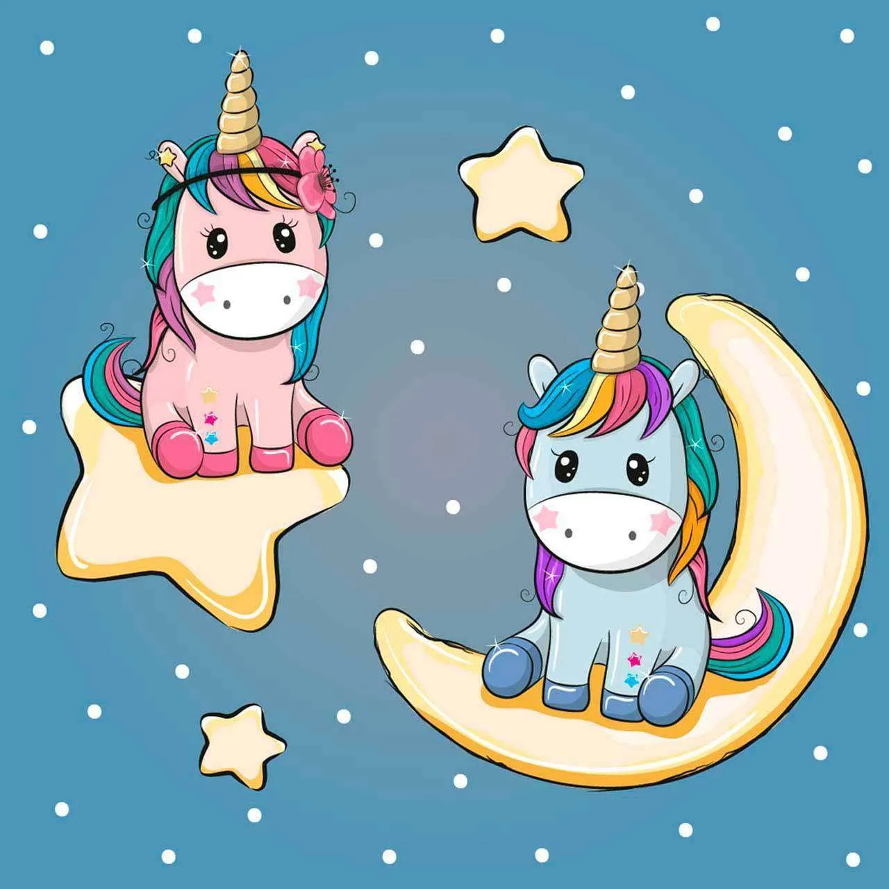 Фотообои в интерьере единороги на луне  12-598 фото