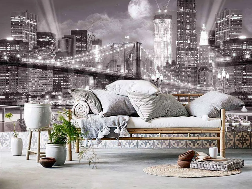 Фотообои Бруклинский мост ночью  6-085