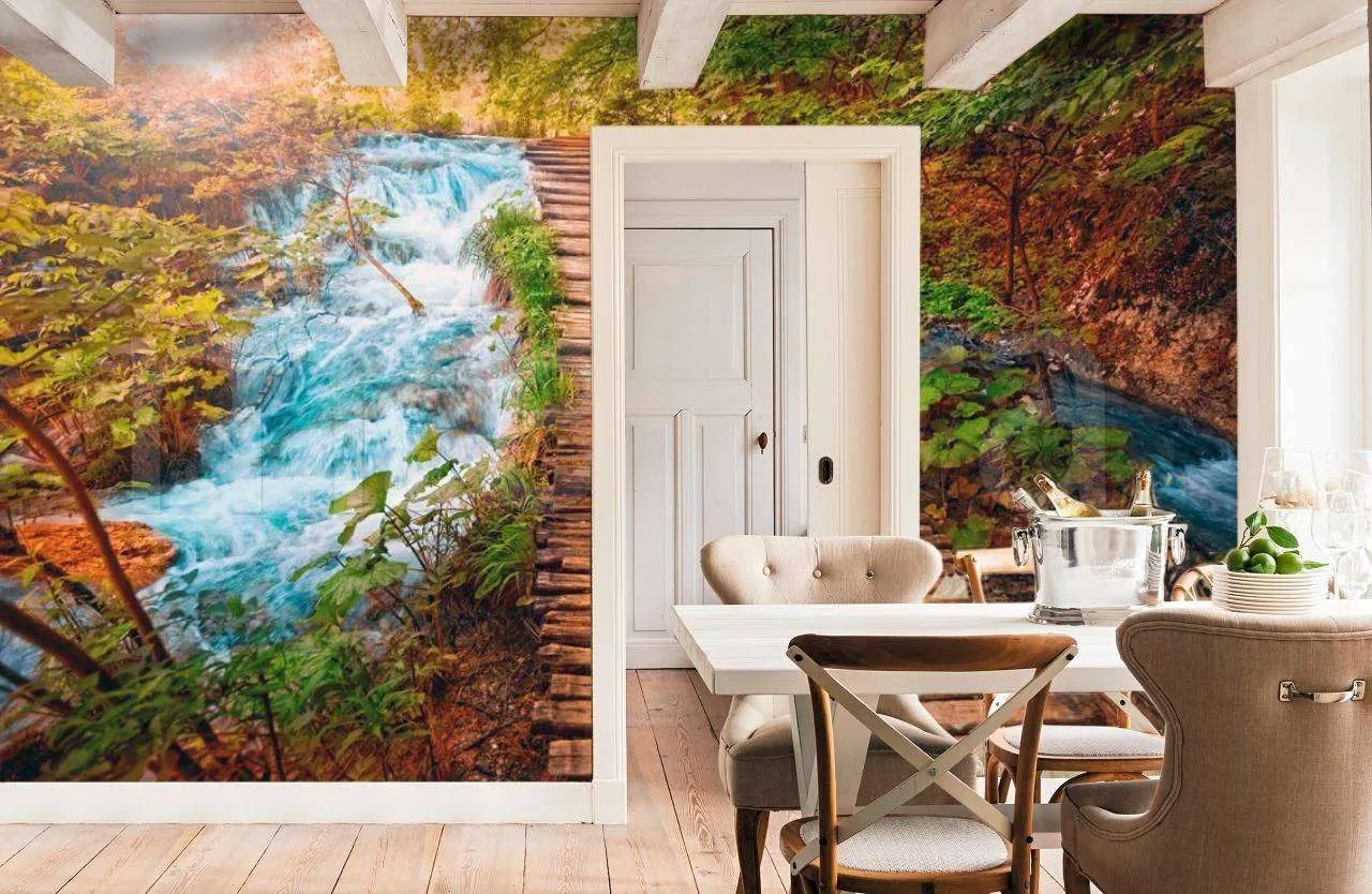 Фотообои в интерьере дорога к водопаду  4-368 фото