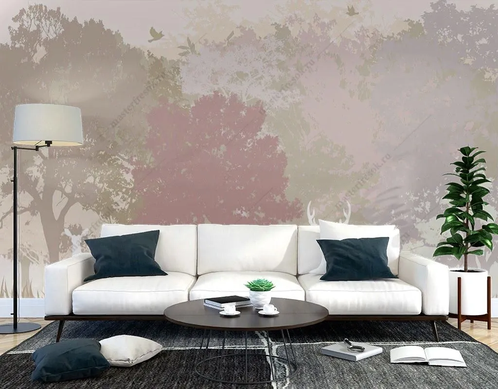 Фотообои Силуэт оленей на рассвете  12-1515