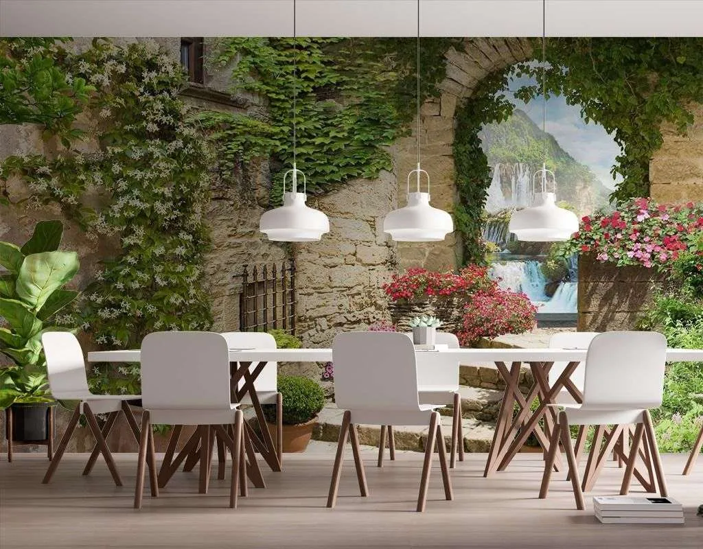 Фотообои в интерьере выход к водопаду  14-368 фото