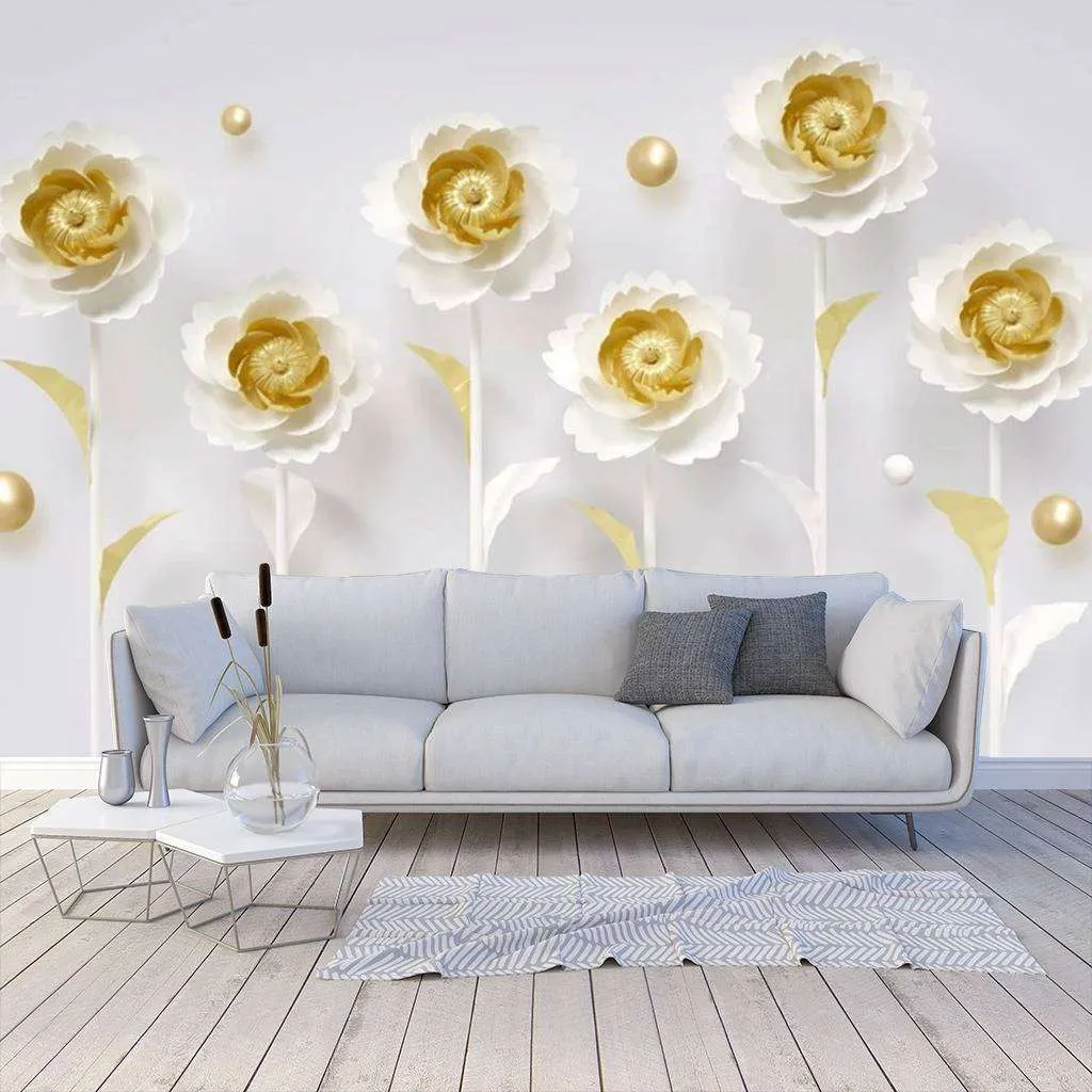 Фотообои в интерьере 3d цветы  15-598 фото