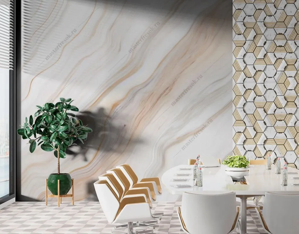 Фотообои Разводы на белом мраморе  9-1524