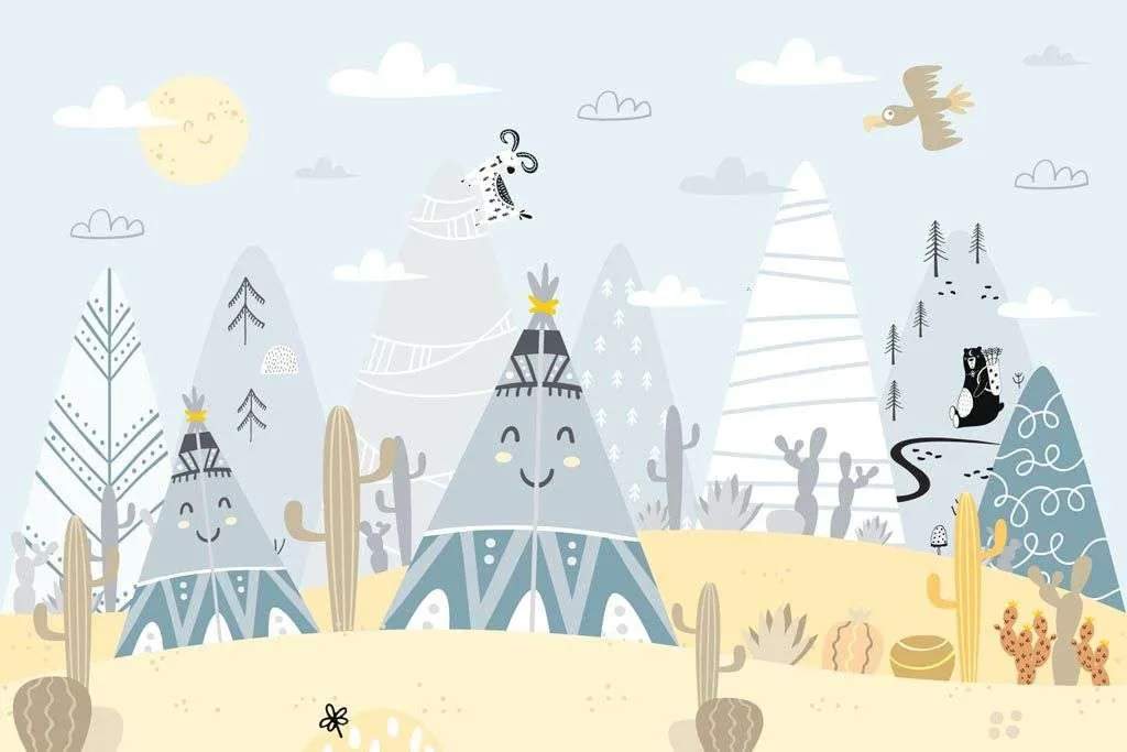 Фотообои в интерьере вигвамы в пустыне  12-1026 фото