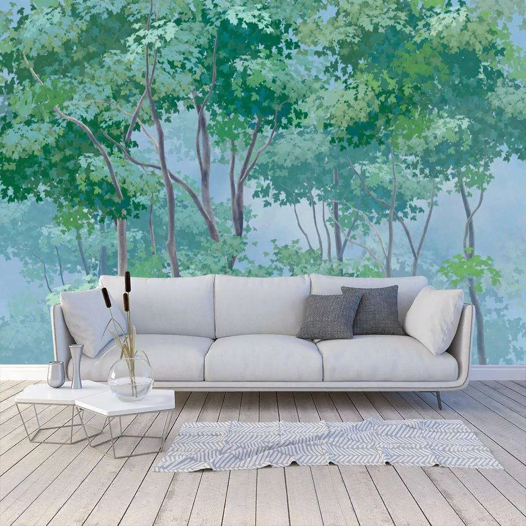 Фотообои в интерьере зеленый лес  13-231 фото