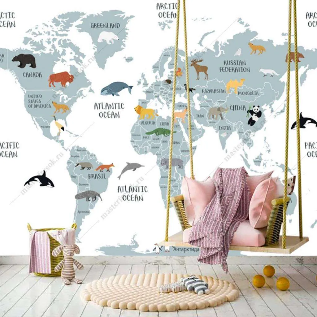 Фотообои Карта с русскими названиями  12-1005