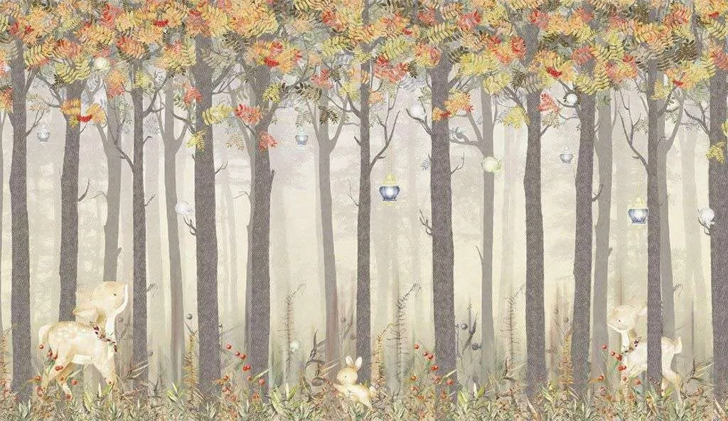 Фотообои в интерьере осенний лес  14-446 фото