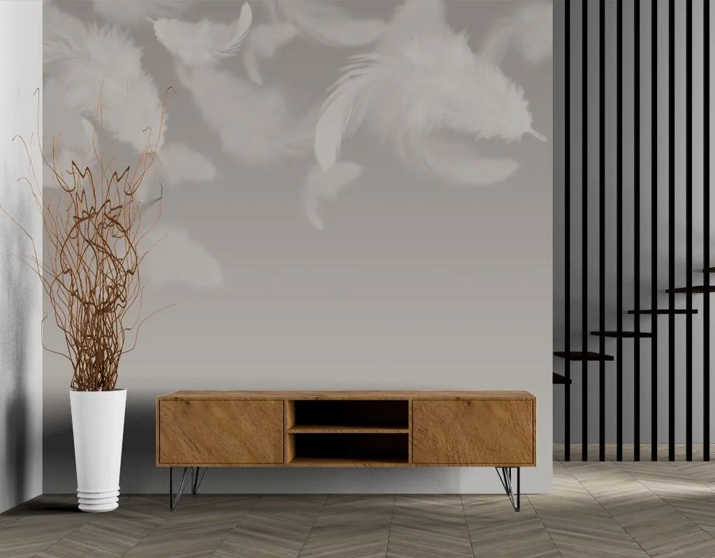 Фотообои в интерьере белые перышки  13-425 фото