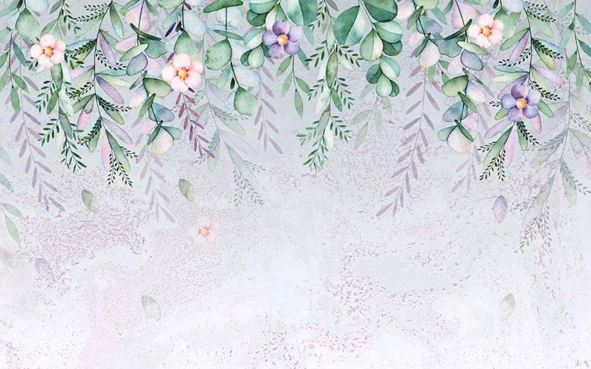 Фотообои в интерьере 3д фон растения  15-471 фото