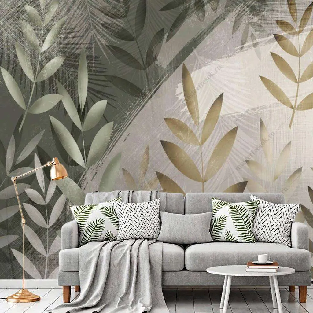 Фотообои Бесшовные обои на стену:  Зеленые листья. Артикул: 14-134  