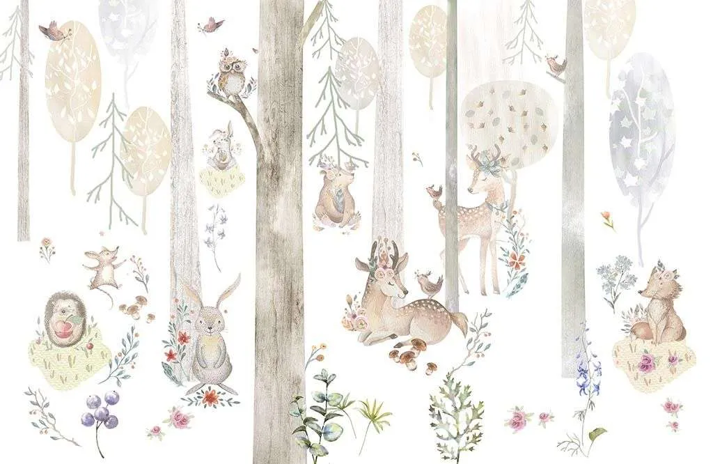 Фотообои в интерьере волшебный лес и звери  14-196 фото