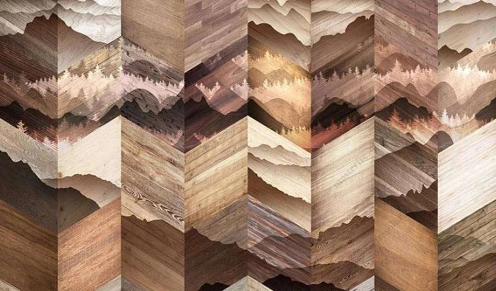 Фотообои в интерьере деревянная стена  15-889 фото