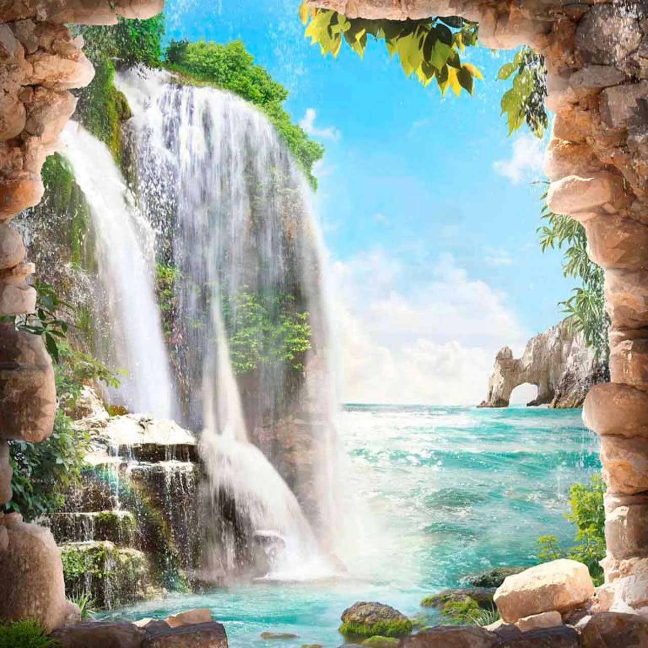 Фотообои в интерьере водопад падающий сверху  11-174 фото