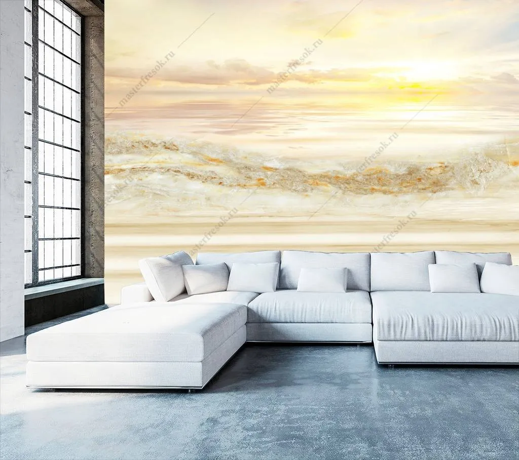 Фотообои в интерьере золотой закат  10-694 фото