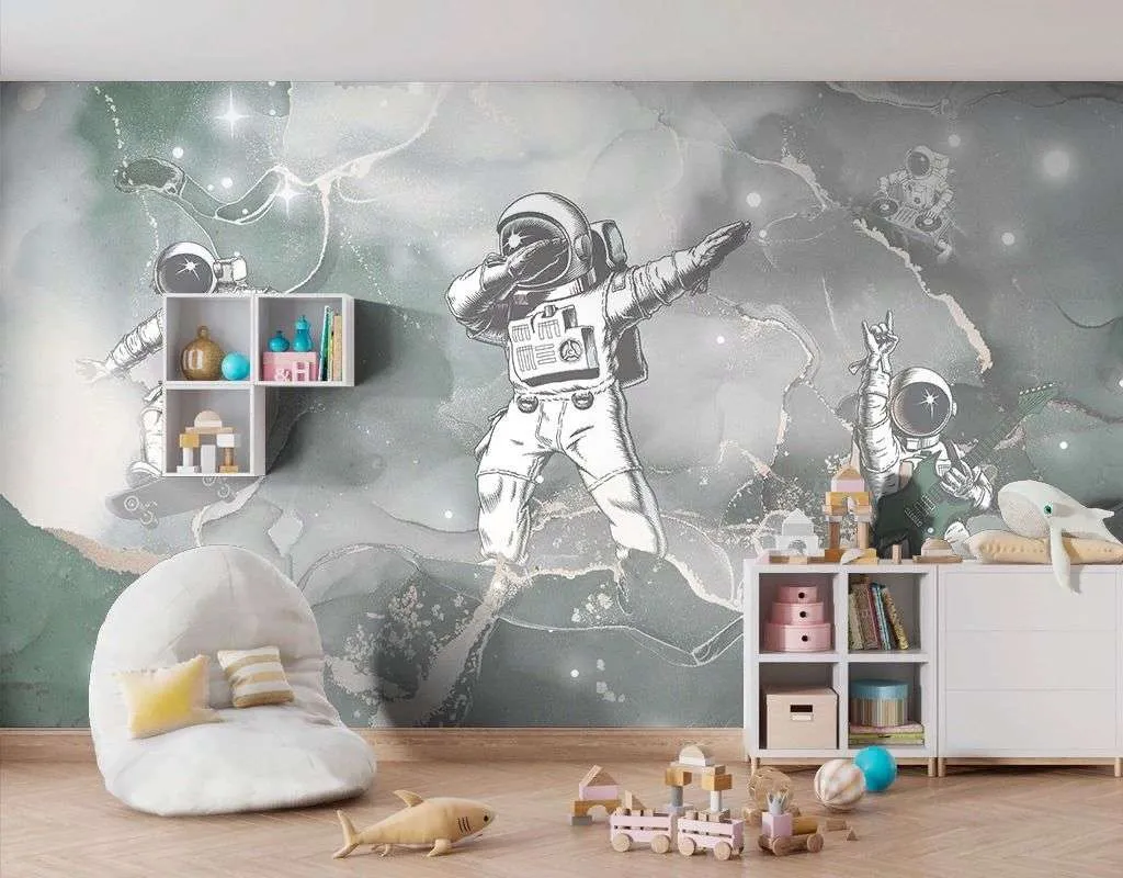 Фотообои в интерьере в детскую космонавты  12-1631 фото