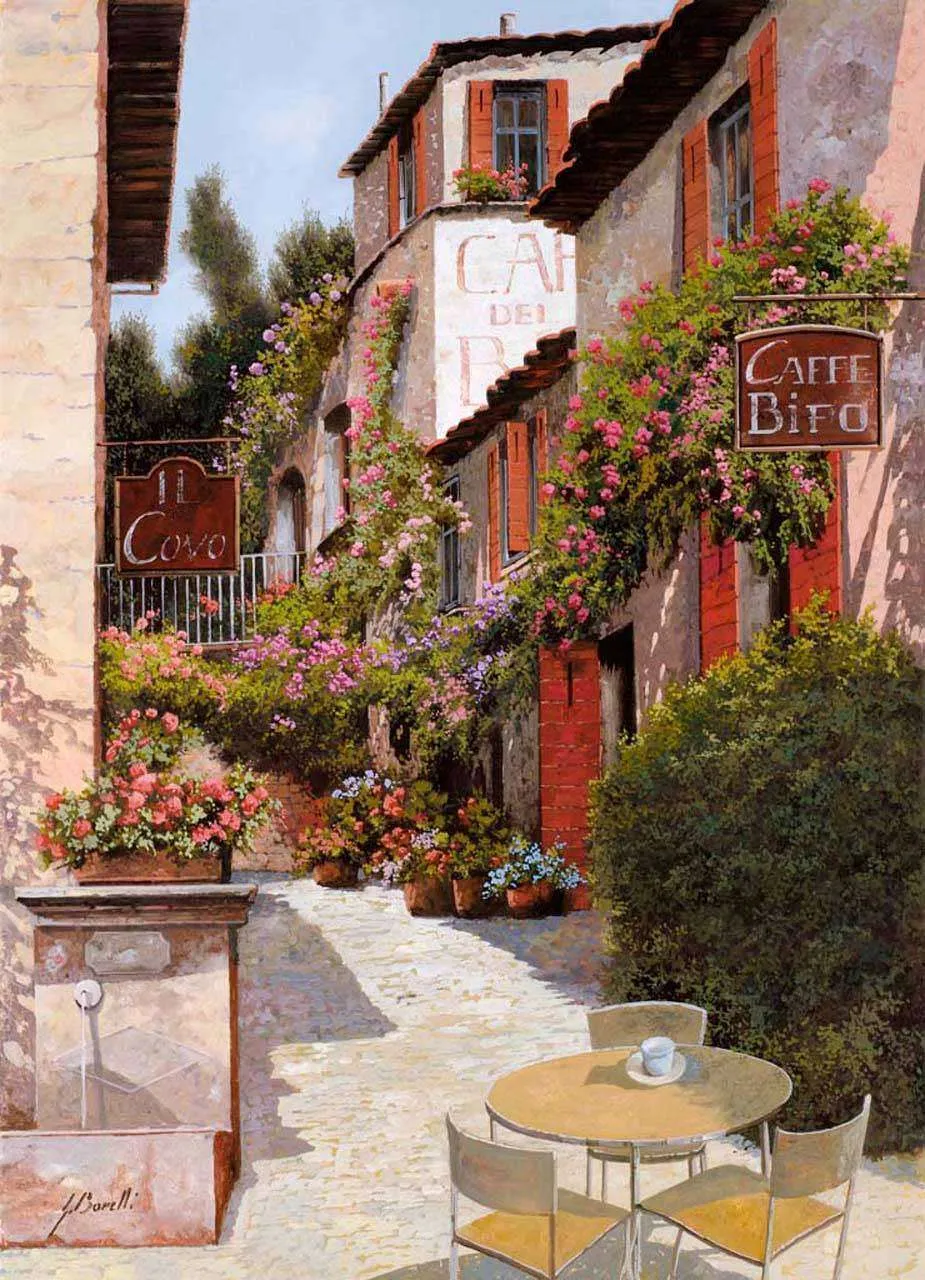 Фотообои в интерьере уютный дворик  8-040 фото