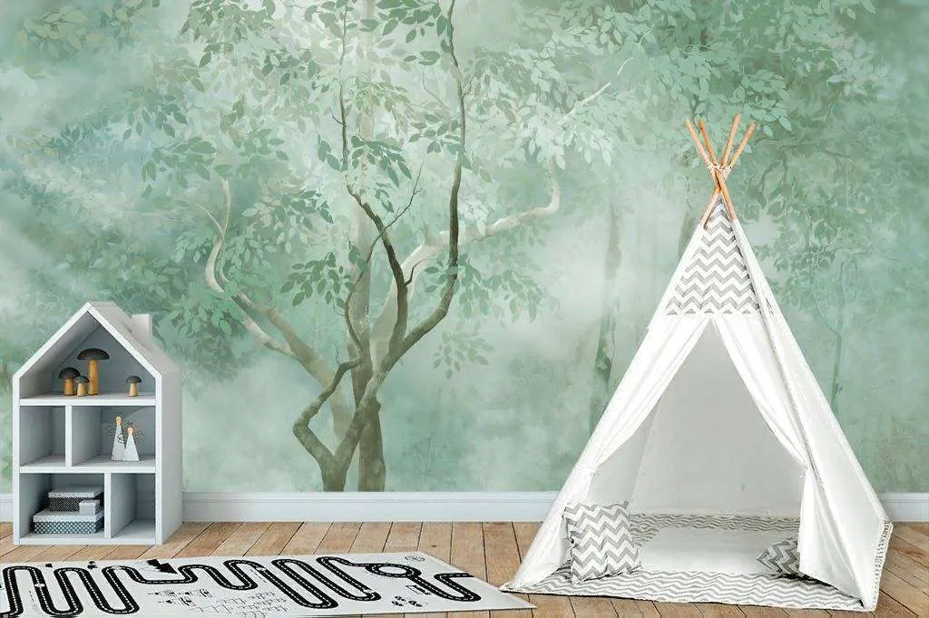 Фотообои Бесшовные обои на стену:  Туманный лес. Артикул: 13-199  