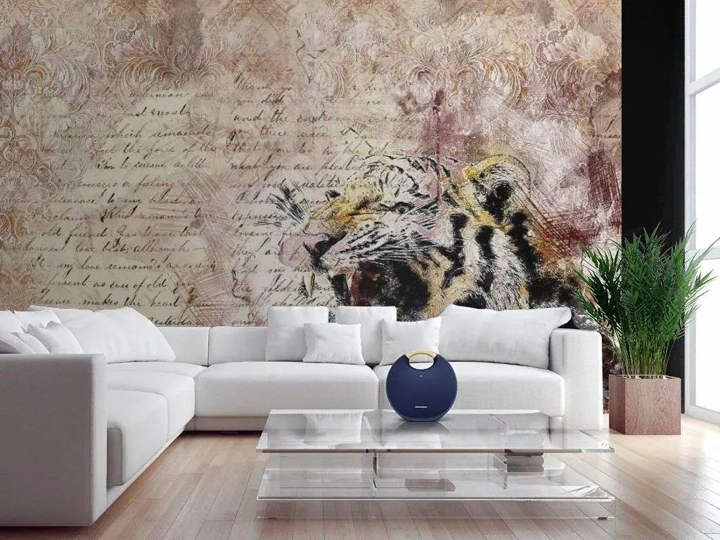 Фотообои в интерьере рёв тигра  17-4347 фото