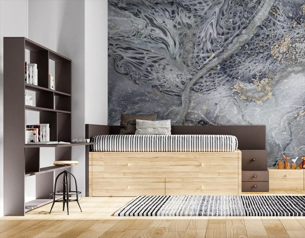 Фотообои в интерьере флюид черное золото  13-459 фото