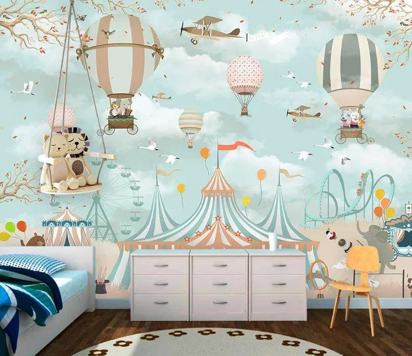 Фотообои Воздушные шары и карусель  15-070