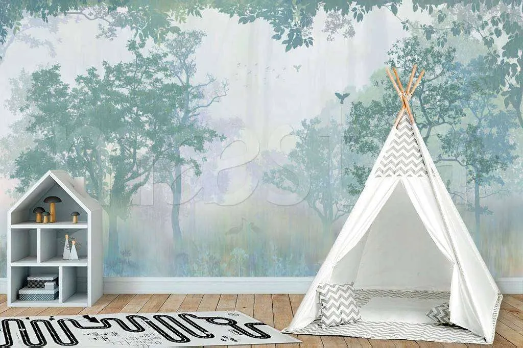 Фотообои Туманный лес в сизом тумане  7-425