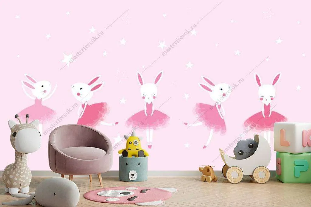 Фотообои в интерьере зайчик балерина  14-030 фото