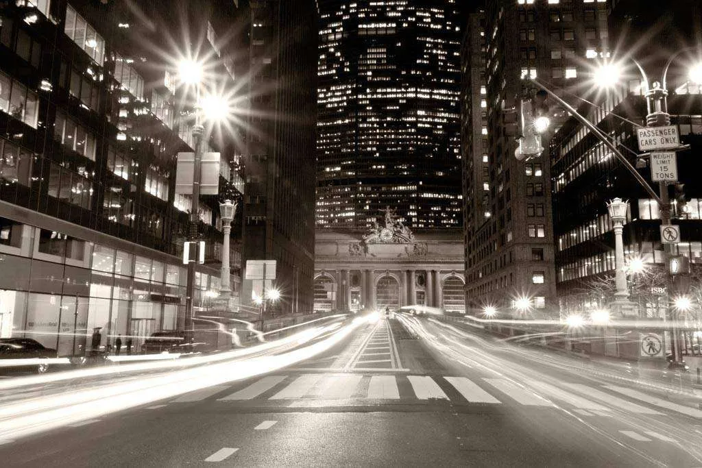 Фотообои в интерьере ночная улица нью йорка  9-798 фото