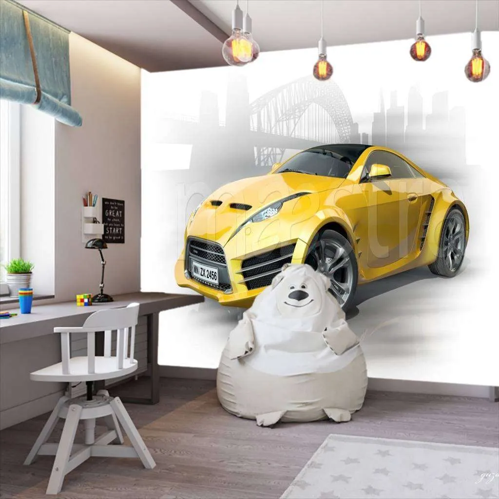 Фотообои в интерьере гоночная машина на светлом фоне  12-350 фото