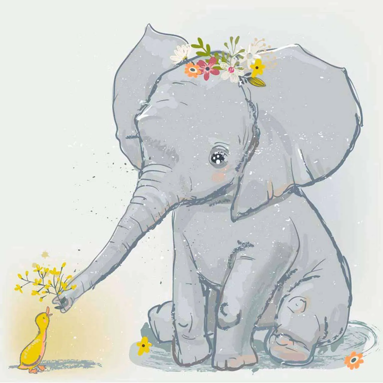 Фотообои в интерьере серый слон сидит на светлом фоне  12-341 фото