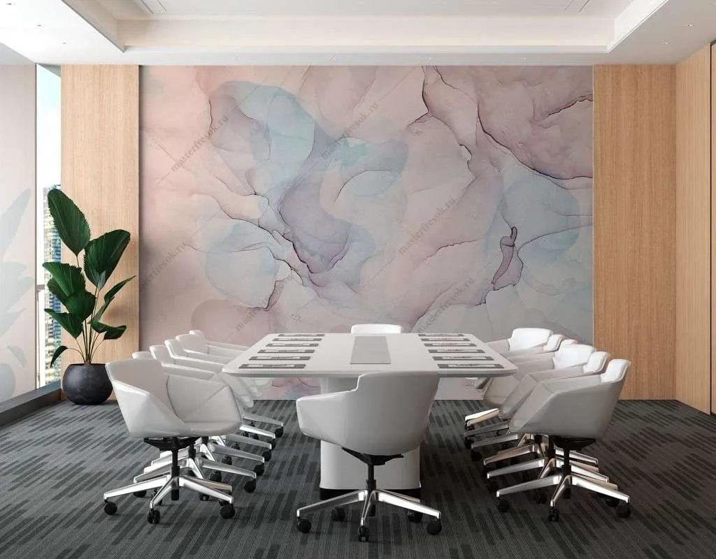 Фотообои в интерьере розовая акварель флюид  9-1500 фото