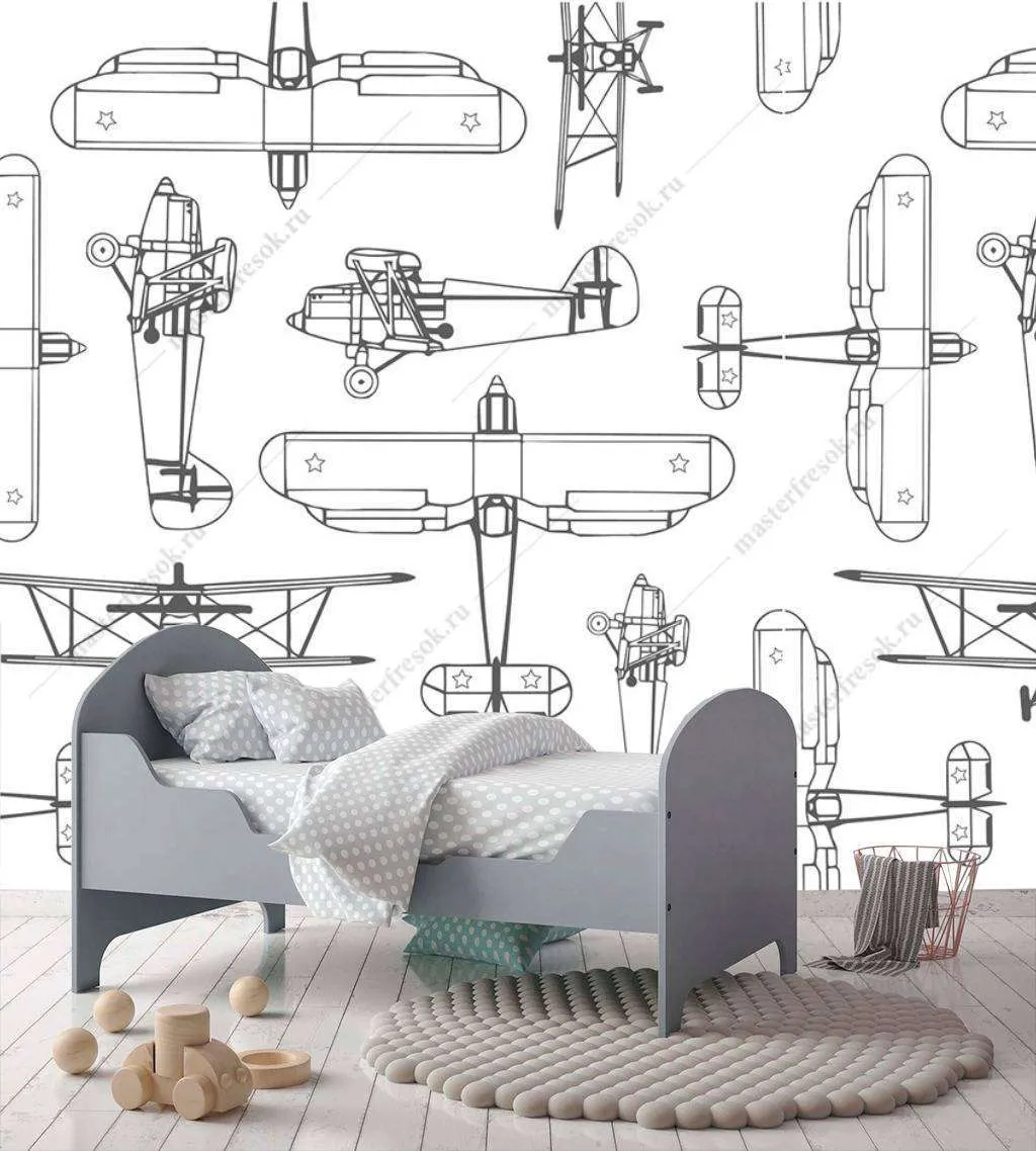 Фотообои в интерьере самолеты рисунок  12-748 фото