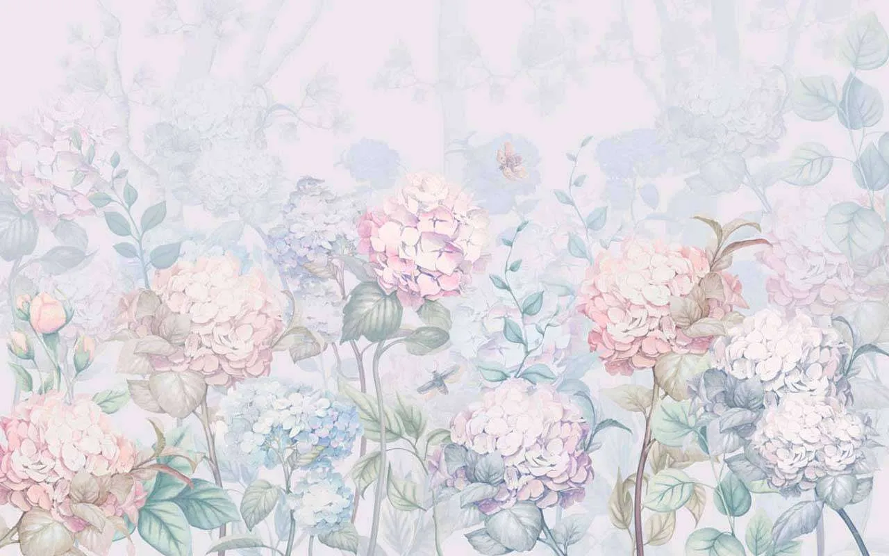 Фотообои в интерьере нежные гортензии  13-112 фото