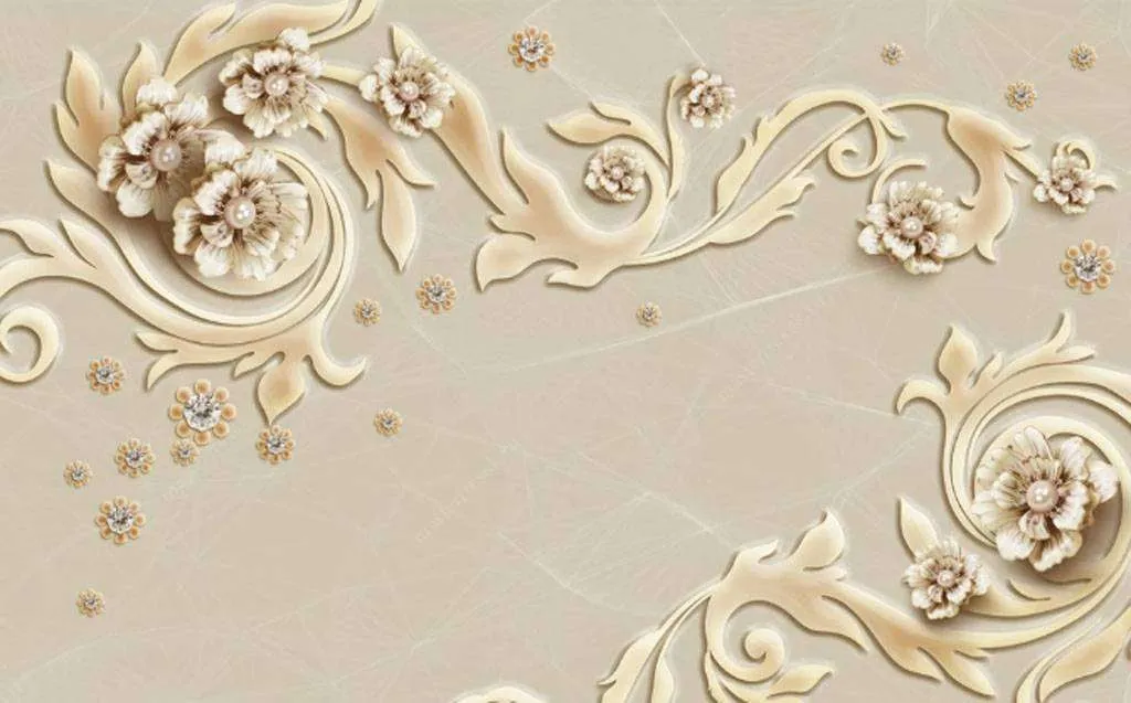 Фотообои в интерьере золотые узоры  15-785 фото