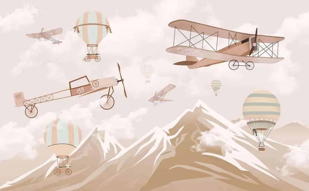 Фотообои в интерьере самолет в горах  12-1141 фото